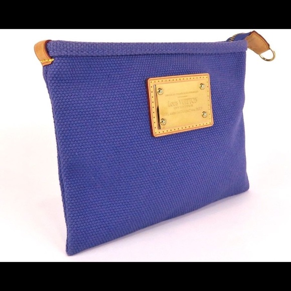 ✨Authentic Rare LOUIS VUITTON Purple Canvas Clutch Wristlet Crossbody Bag - Picture 4 of 16